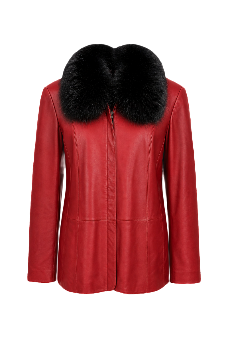 1990s Red Leather Jacket - Front View