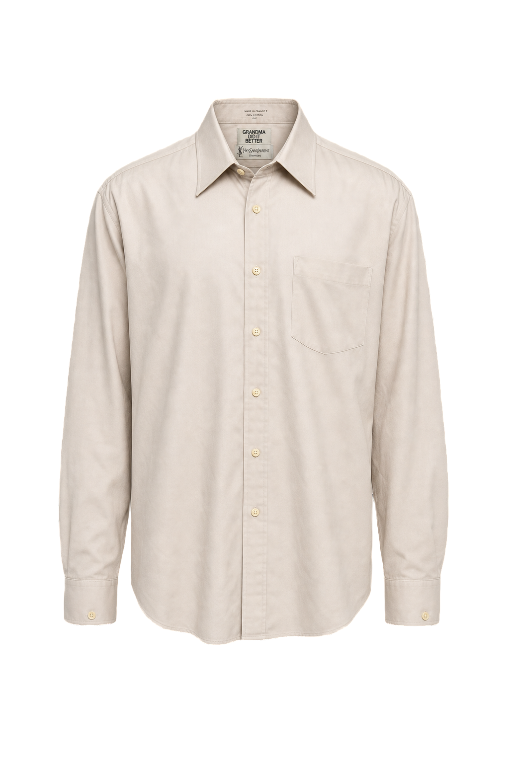 1970s Beige Cotton Shirt - Front View