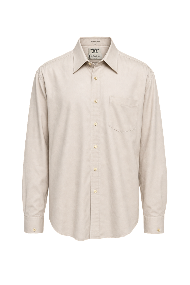 1970s Beige Cotton Shirt - Front View