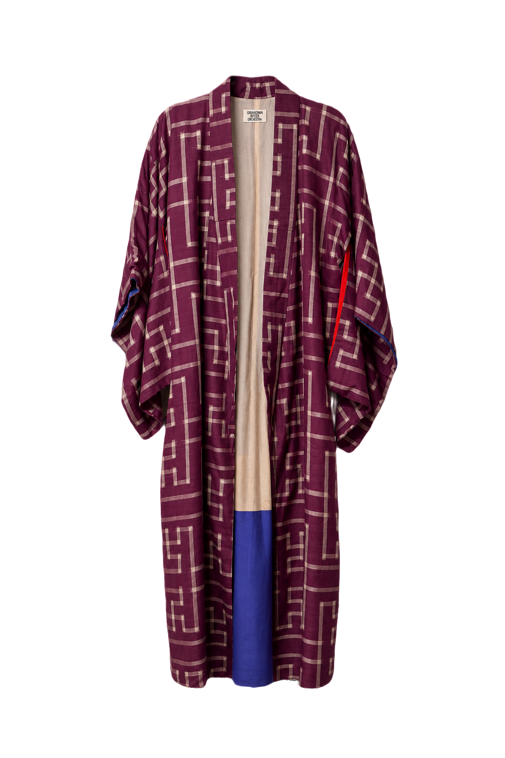 1950s Burgundy Silk Kimono - Front View