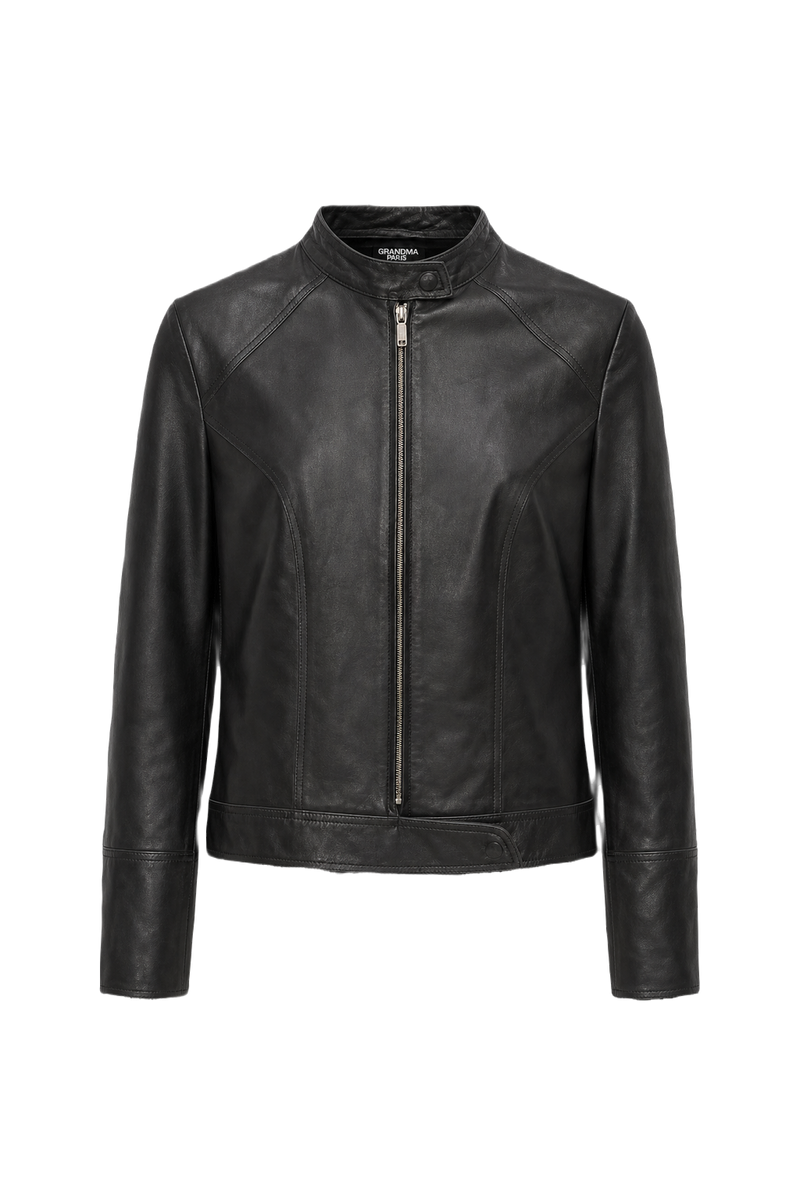 1990s Black Leather Womens Leather Jacket - Front View