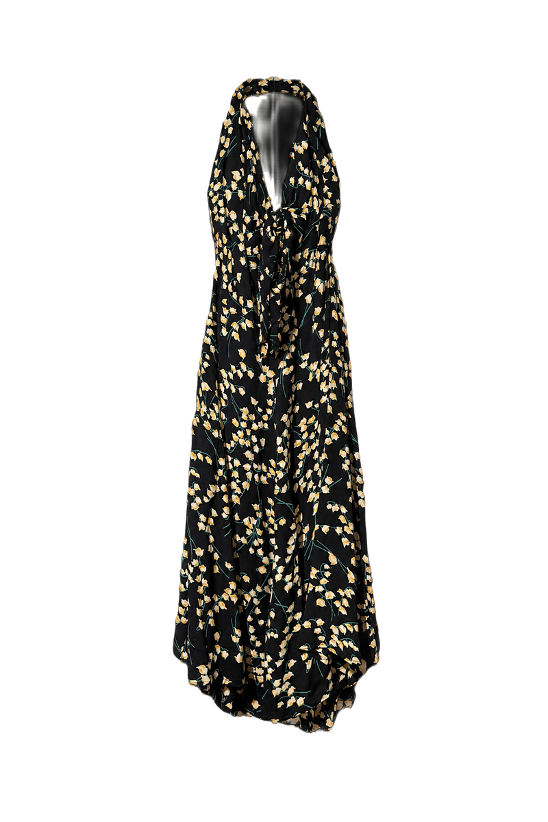 1990s Black Silk Dress - Front View