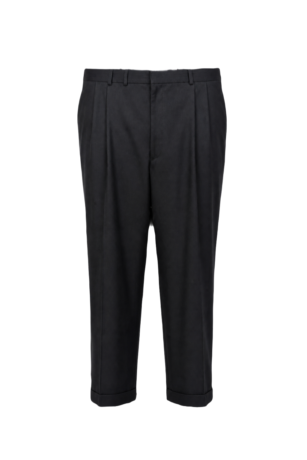 1980s Dark Navy Wool Trousers - Front View