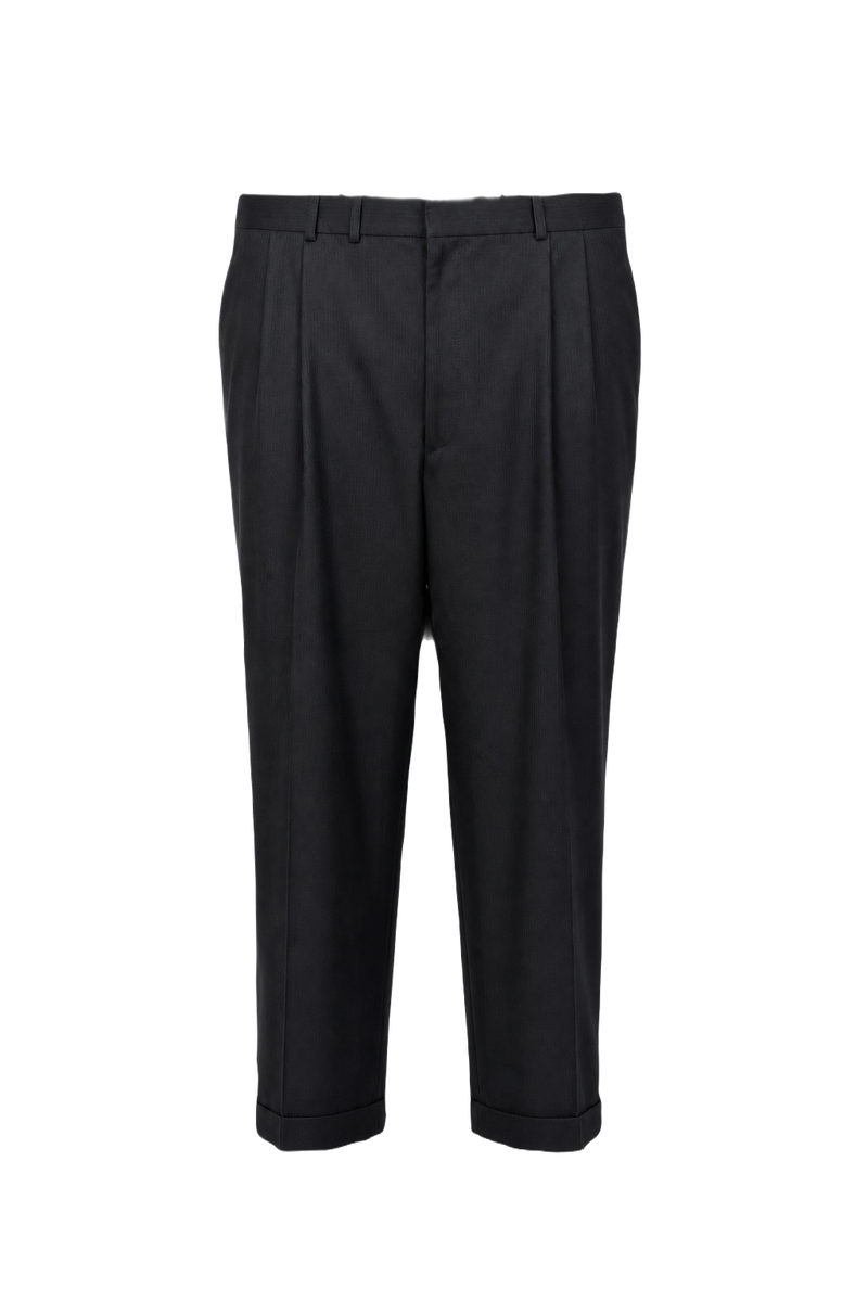 1980s Dark Navy Wool Trousers - Front View