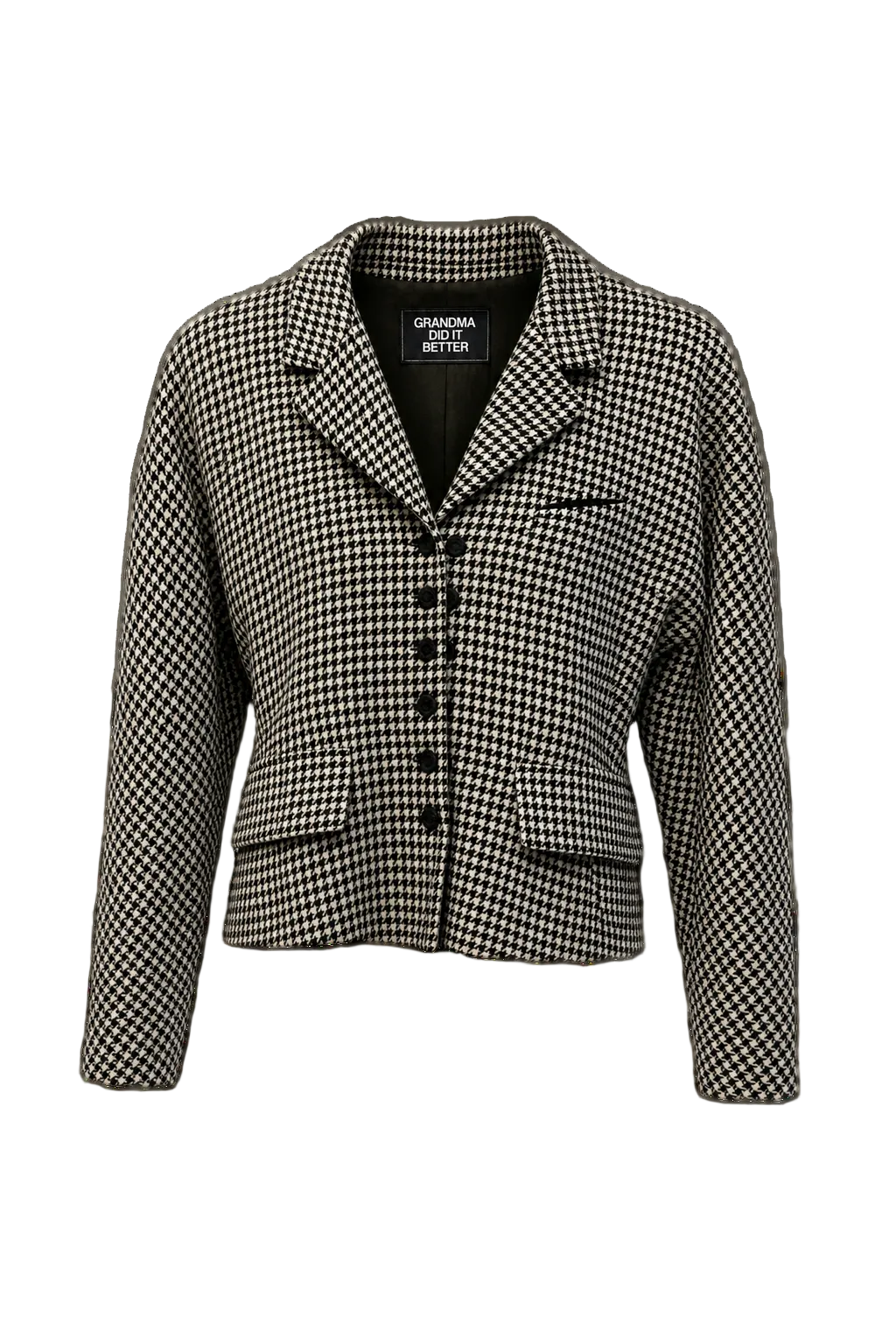 1990s Black and White Wool Blazer - Front View