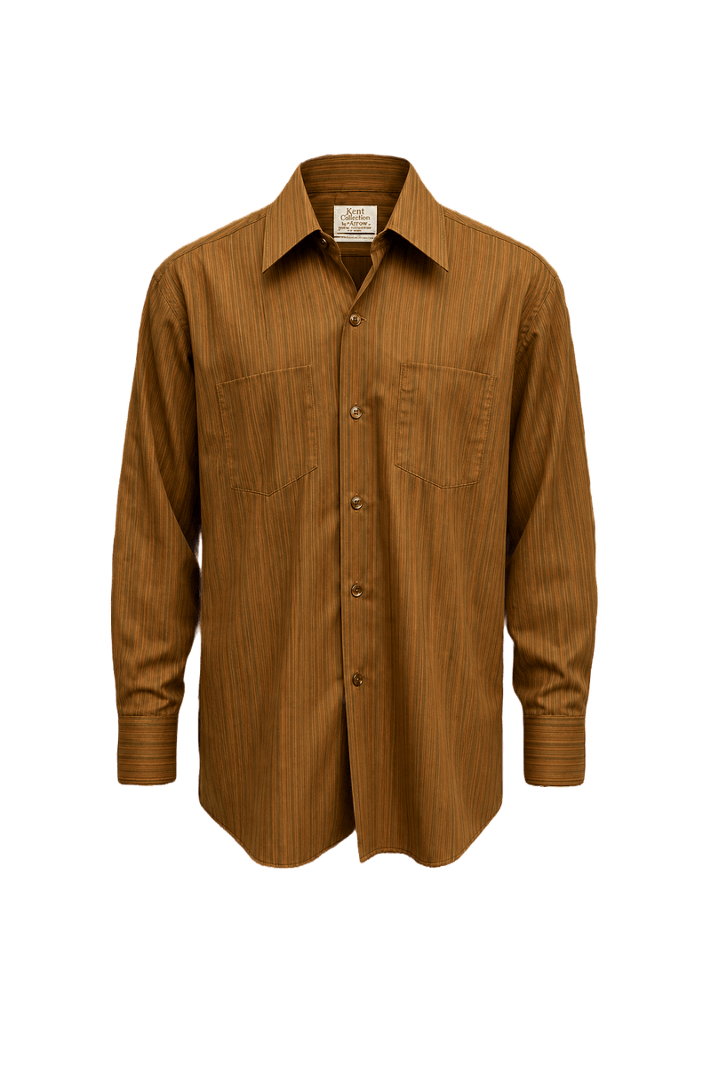 1970s Brown Cotton Blend Shirt - Front View