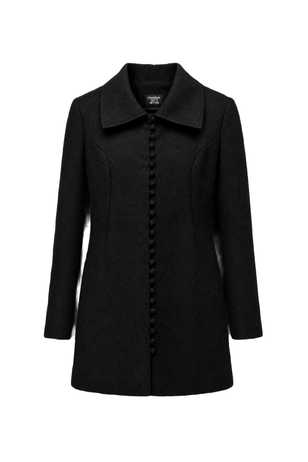 1990s Black Wool Coat - Front View