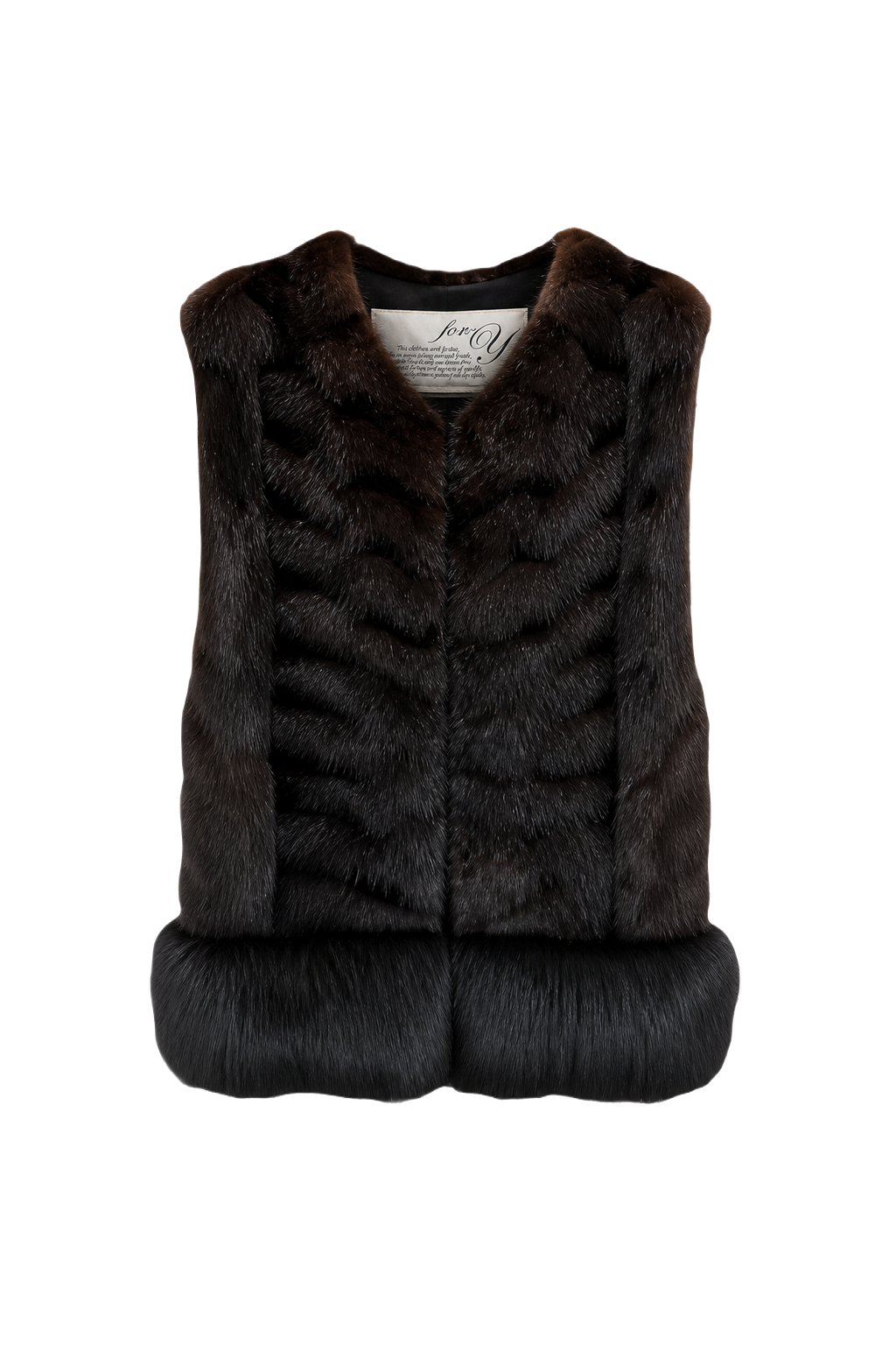 1950s Dark Brown Fur Vest - Front View