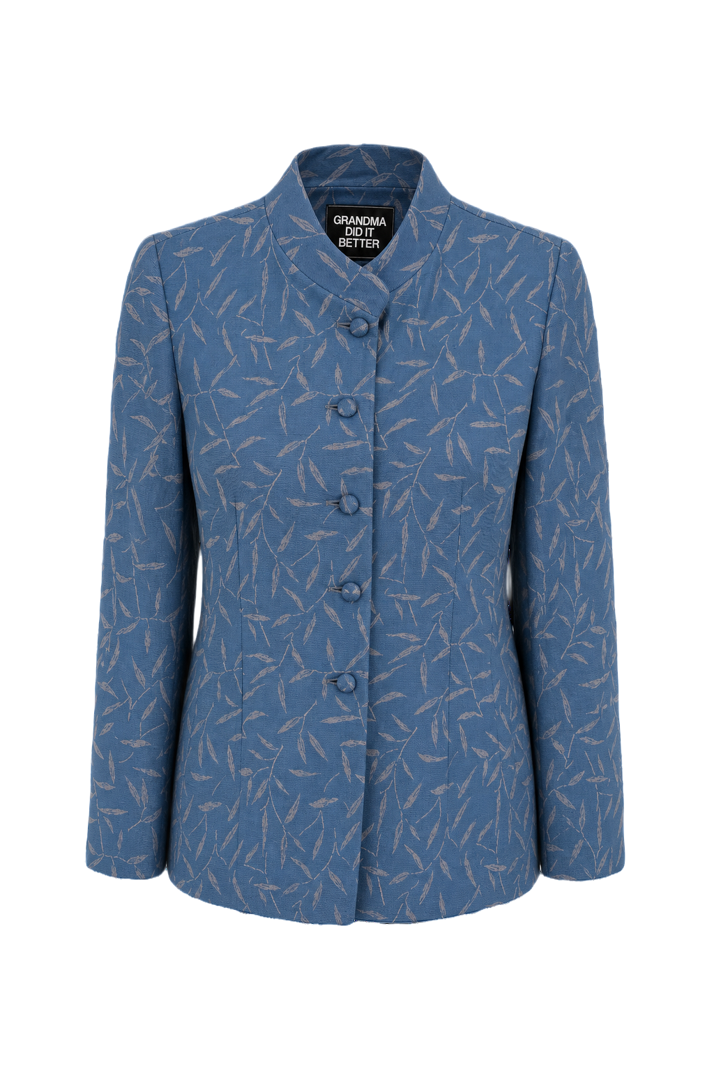 1990s Blue Wool Blend Blazer - Front View
