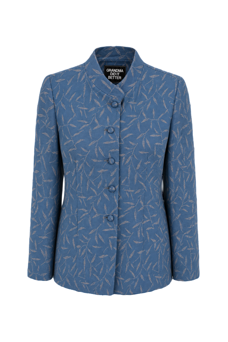 1990s Blue Wool Blend Blazer - Front View