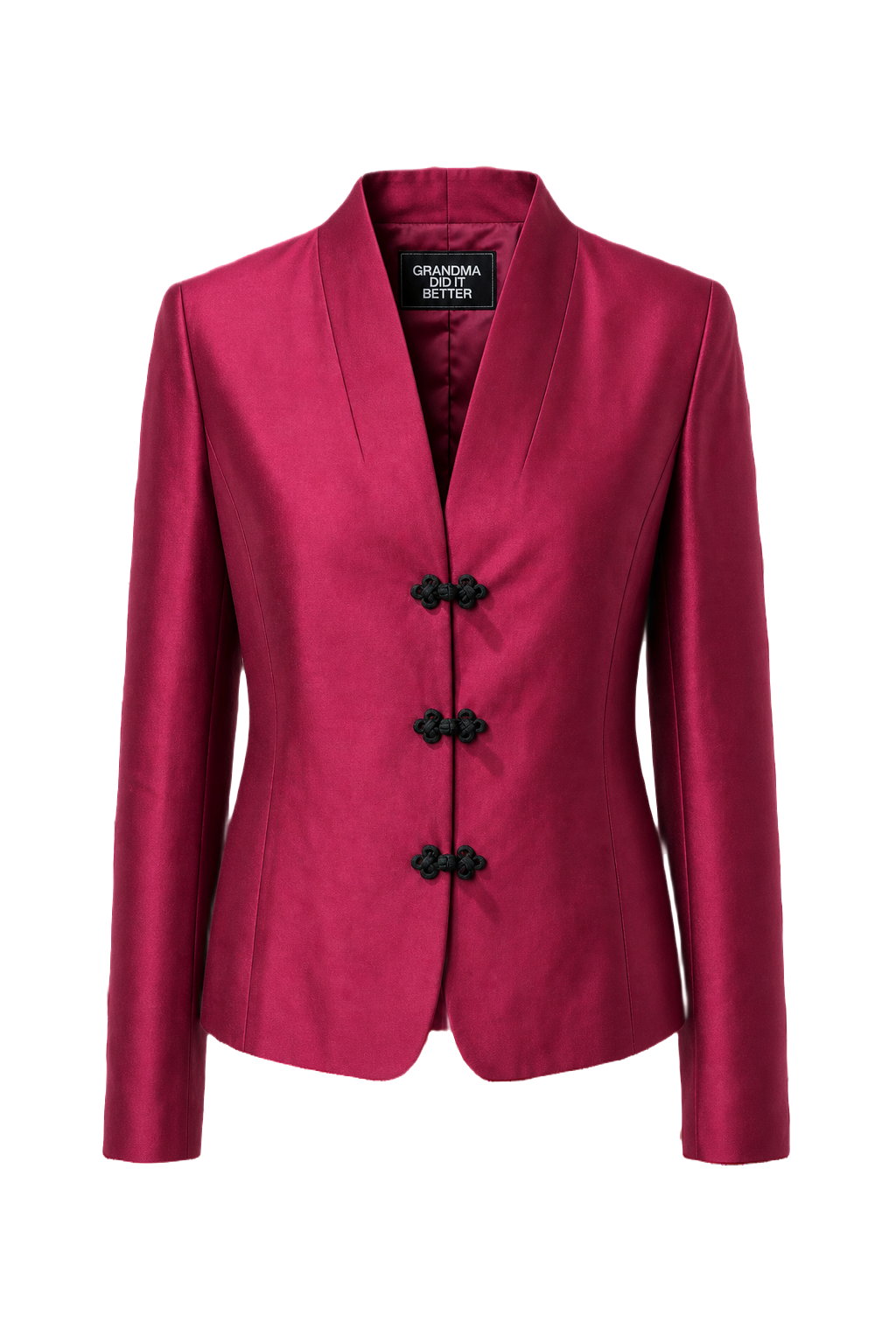 1980s Deep Crimson Silk Blazer - Front View
