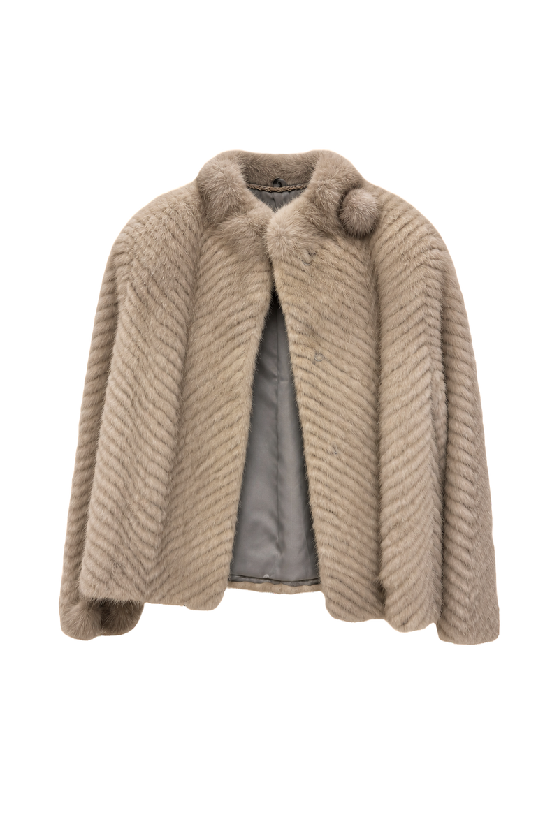 1980s Beige Fur Coat - Front View