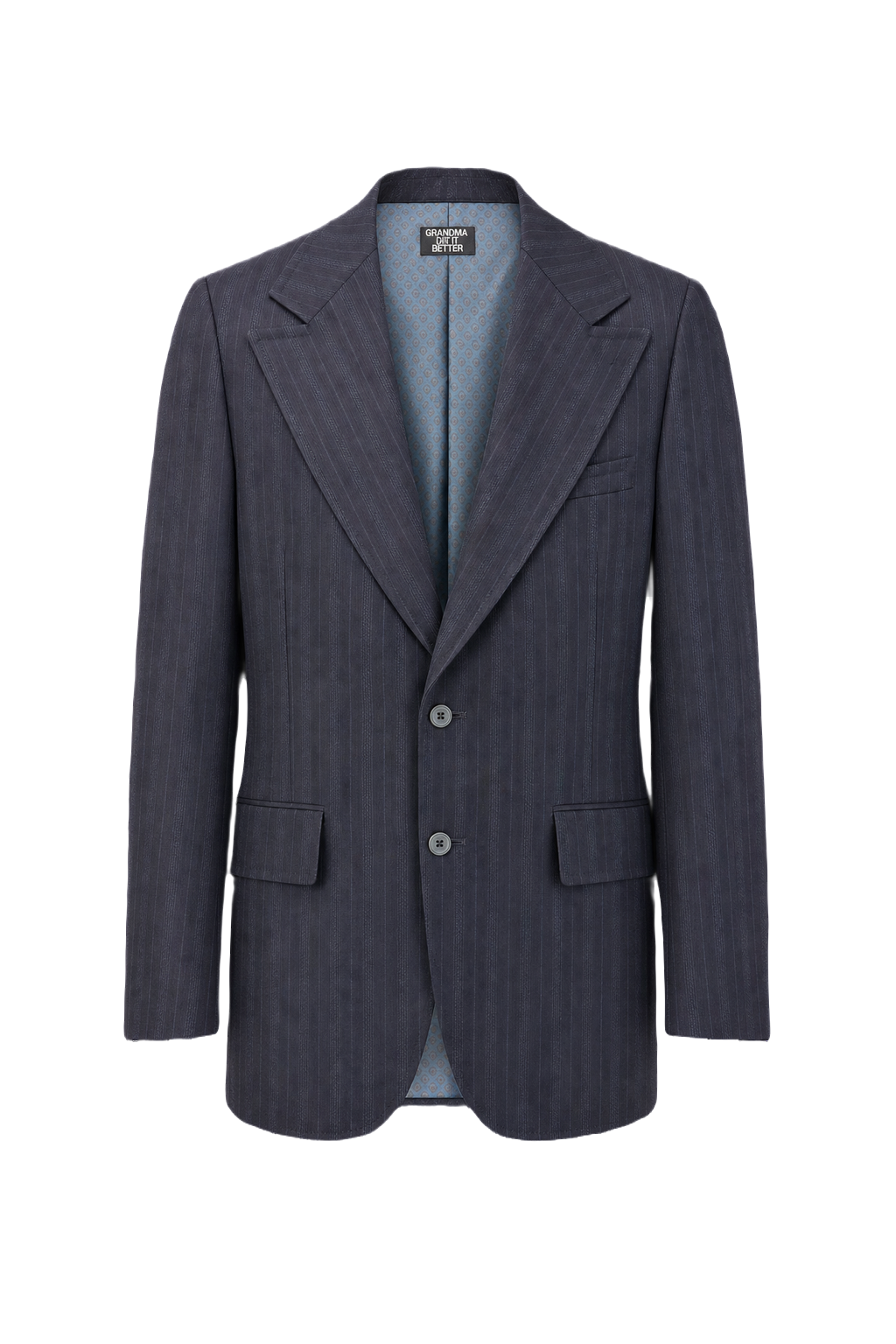 1980s Navy Blue Wool Blazer - Front View