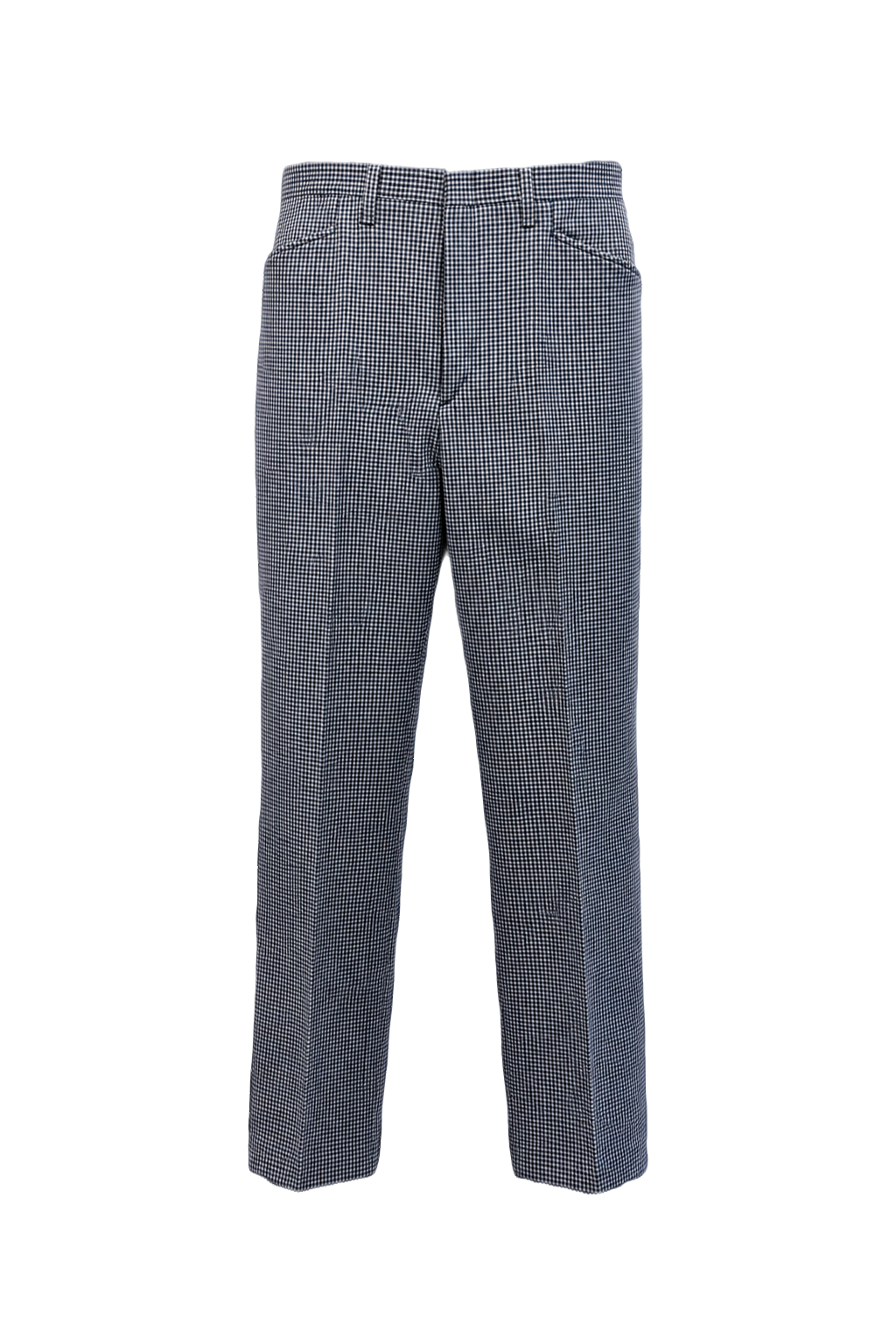 1980s Navy Blue Wool Blend Trousers - Front View