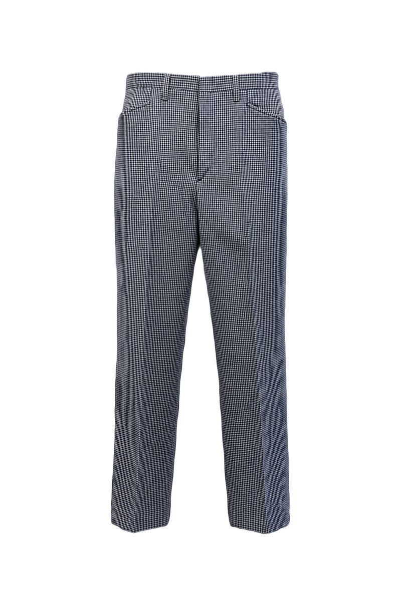 1980s Navy Blue Wool Blend Trousers - Front View