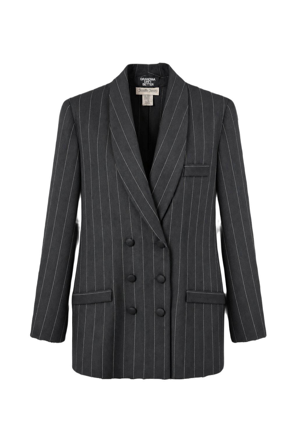 1980s Black Wool Blend Blazer - Front View