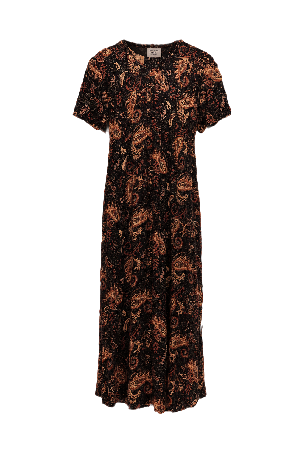 1980s Black Polyester Blend Maxi Dress - Front View