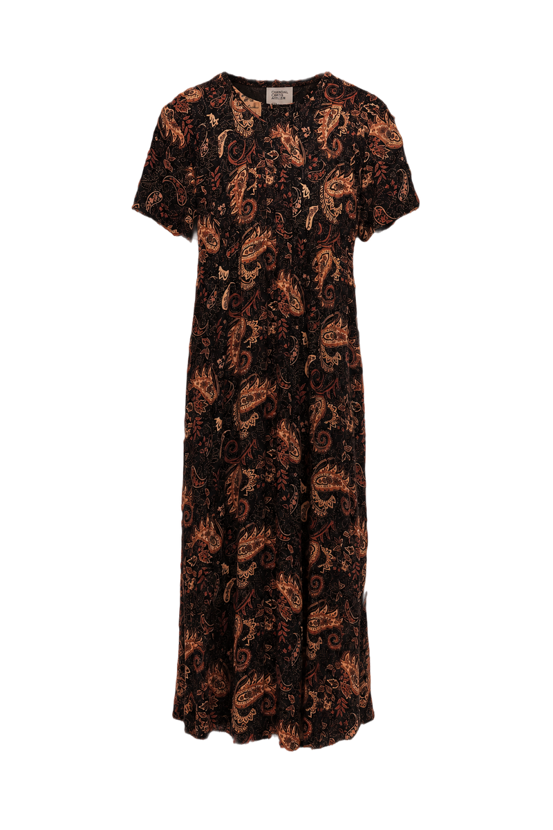1980s Black Polyester Blend Maxi Dress - Front View