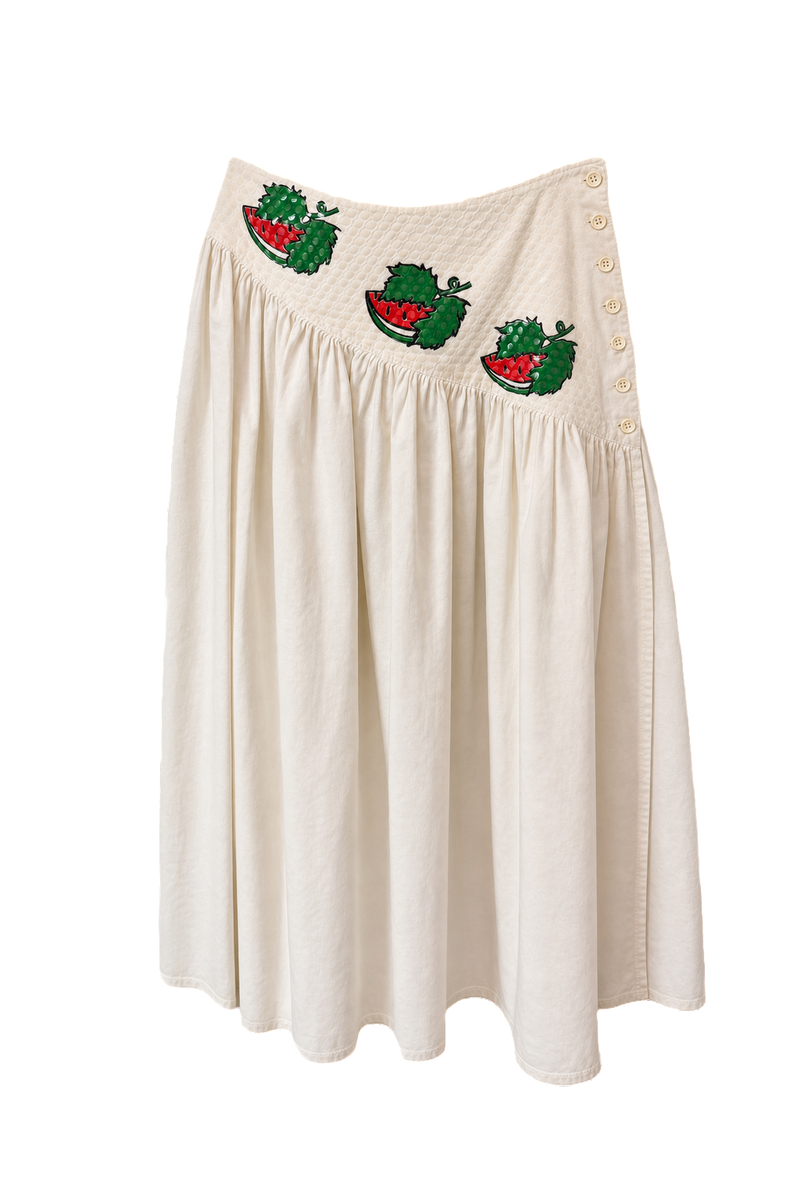 1980s Ivory Cotton Skirt - Front View