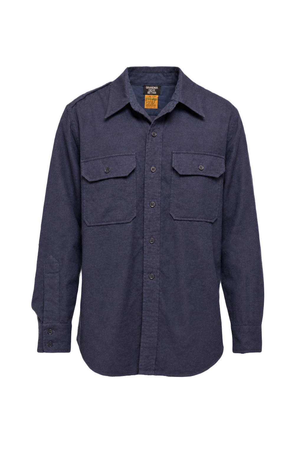 1940s Navy Blue Cotton Shirt - Front View