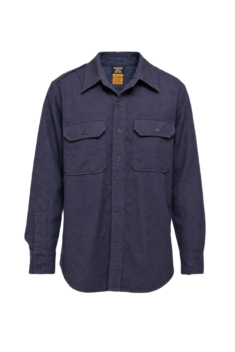 1940s Navy Blue Cotton Shirt - Front View