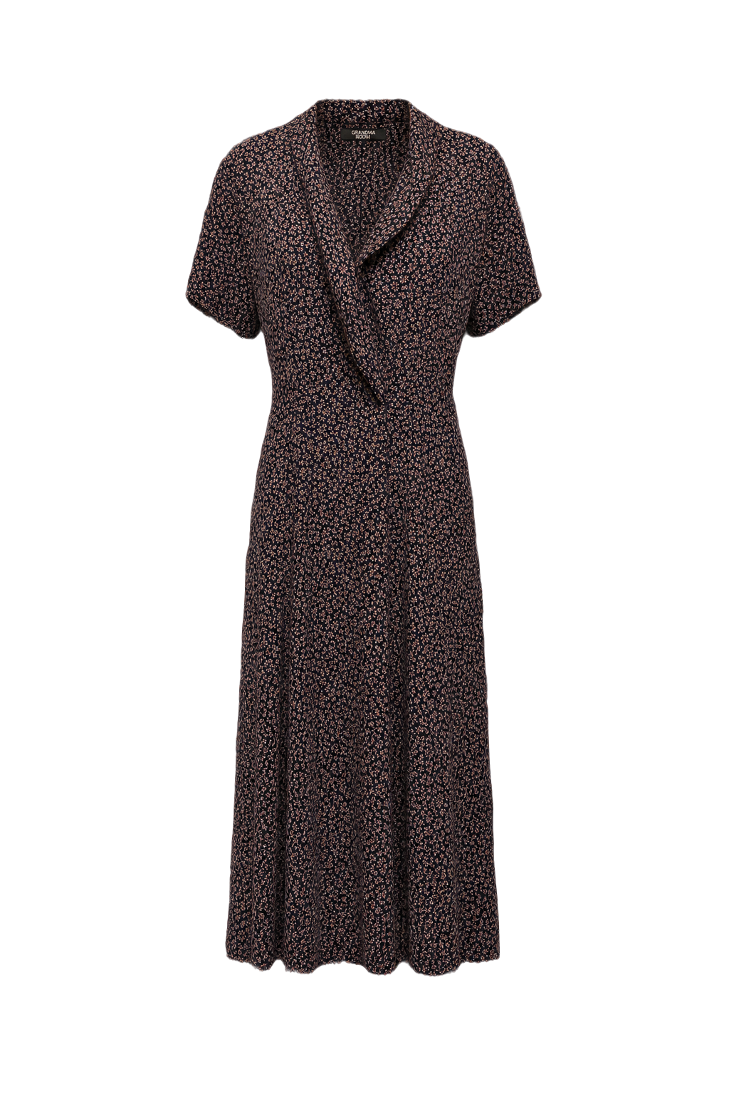 1980s Navy Blue Polyester Maxi Dress - Front View