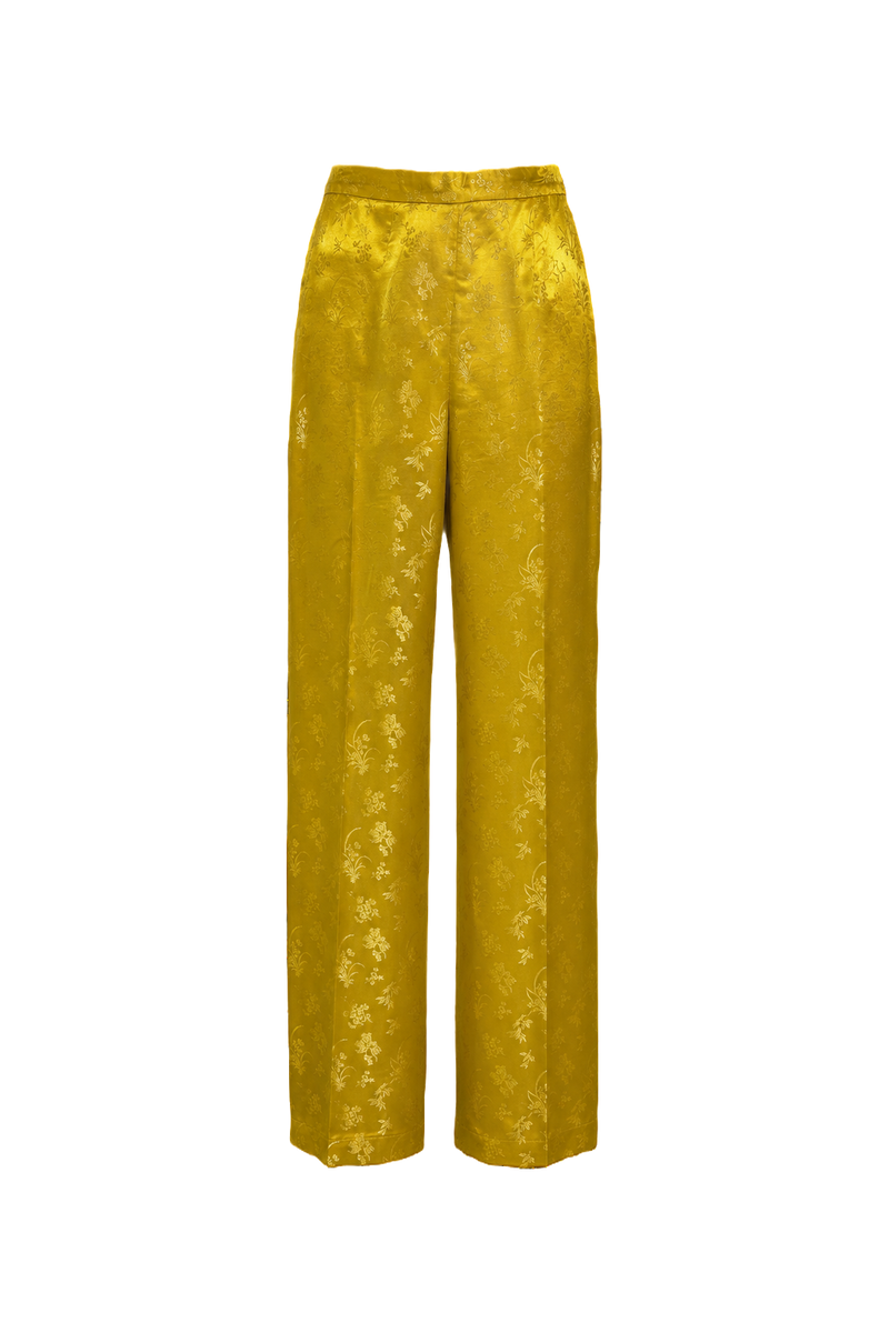 1990s Yellow Polyester Blend Pants - Front View