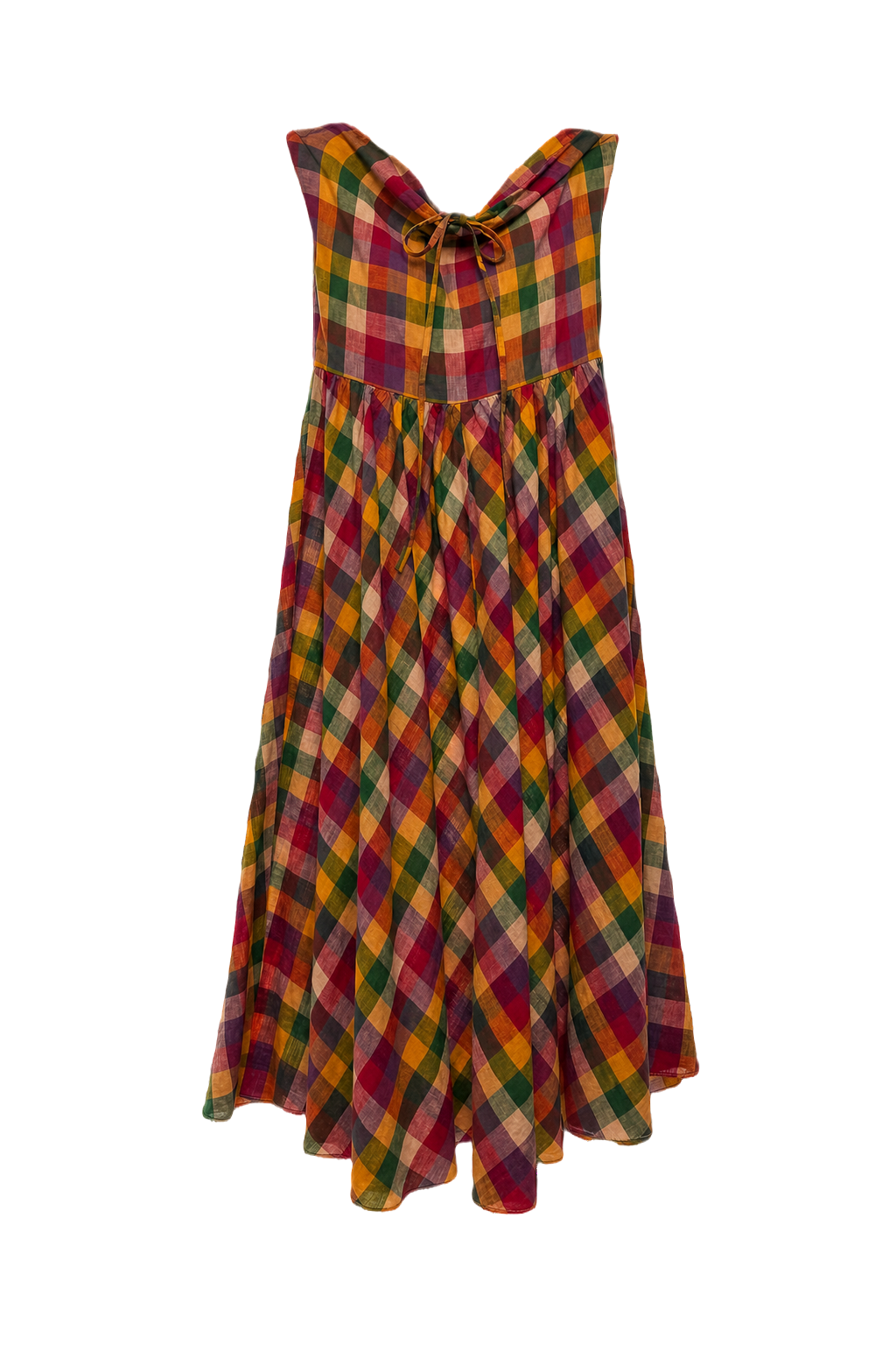 1970s Multi-Color Cotton Blend Dress - Front View