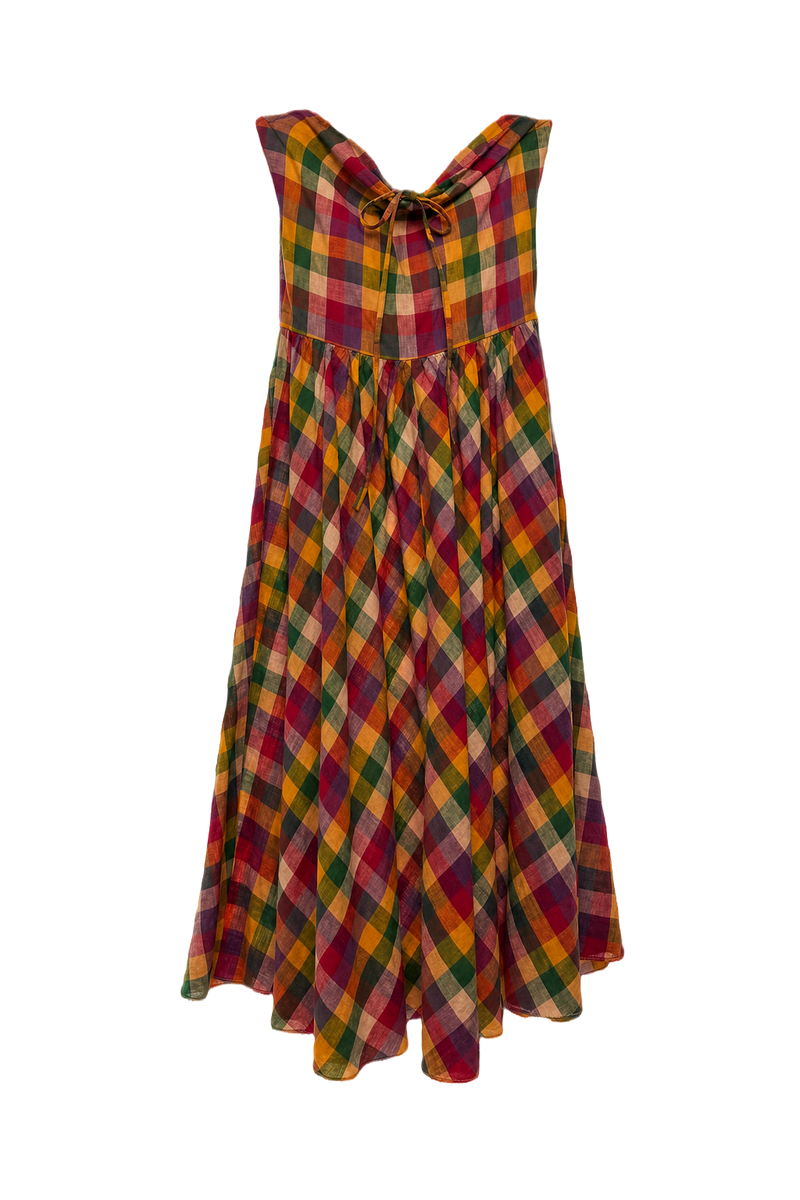 1970s Multi-Color Cotton Blend Dress - Front View