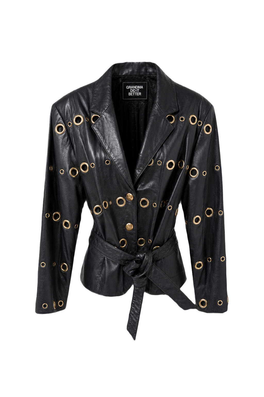1980s Black Leather Jacket - Front View