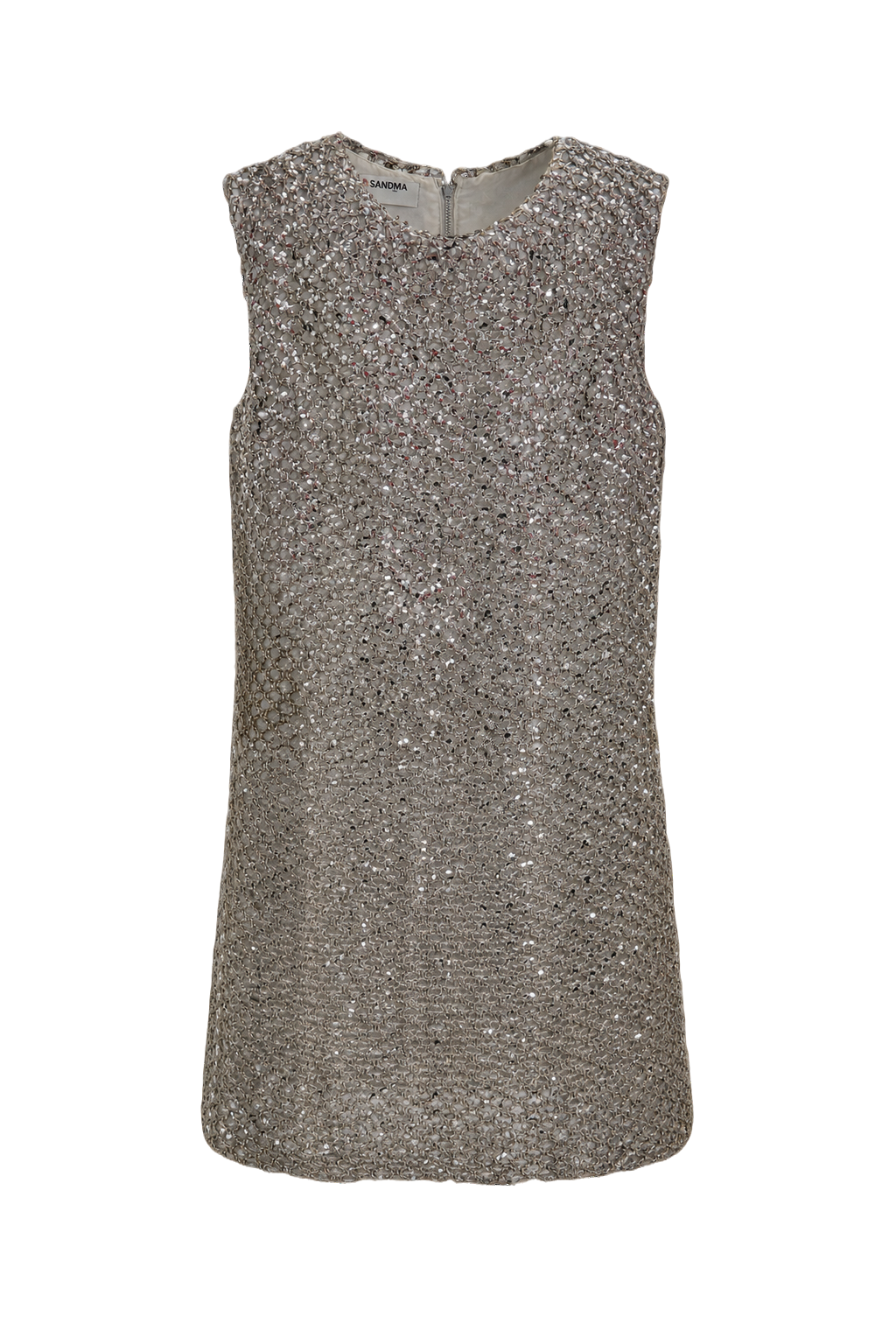 1960s Silver Synthetic Blend Mini Dress - Front View