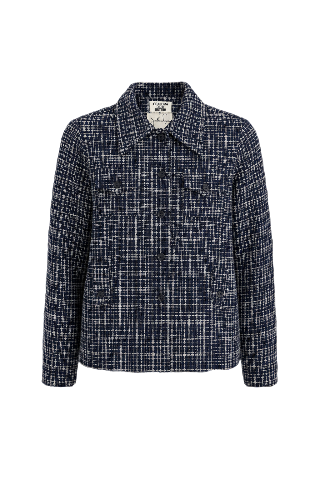 1950s Navy Blue Wool Blend Jacket - Front View