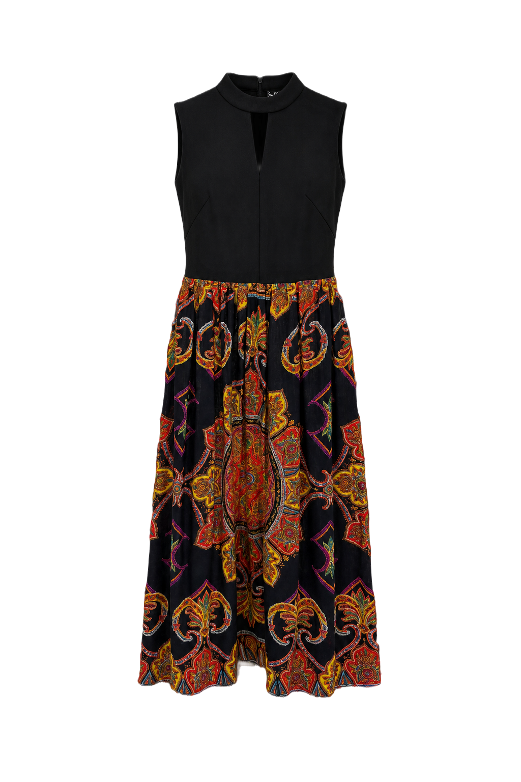 1960s Black Polyester Blend Maxi Dress - Front View