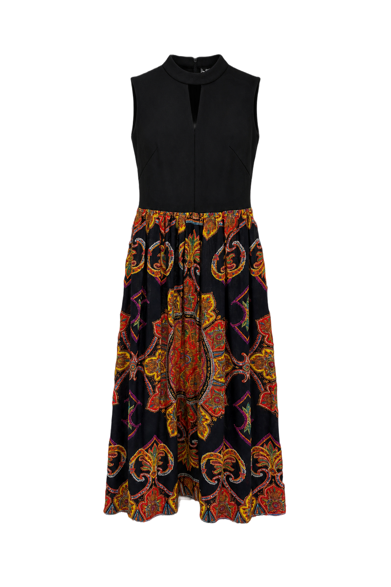 1960s Black Polyester Blend Maxi Dress - Front View