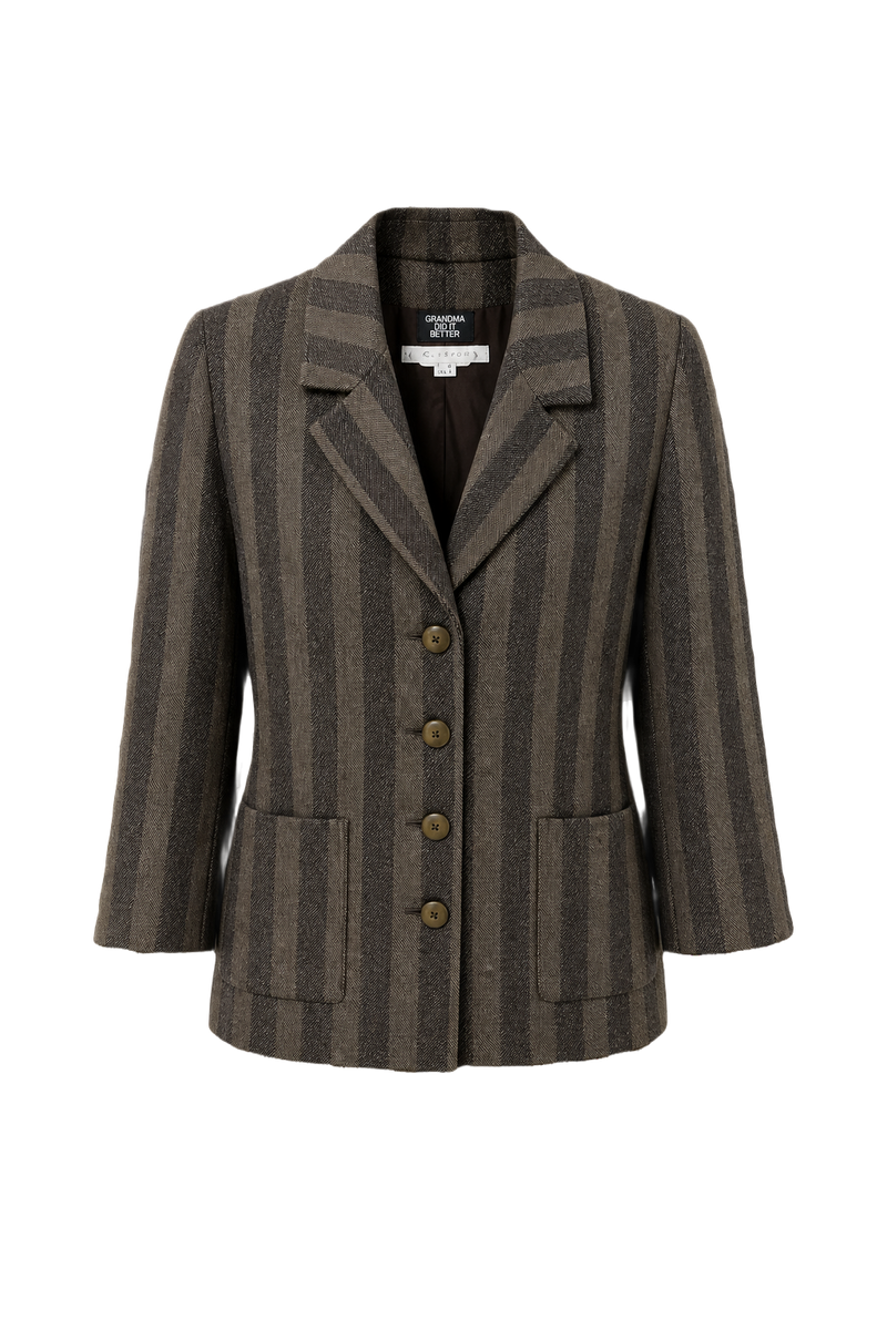 1950s Brown Wool Blend Blazer - Front View