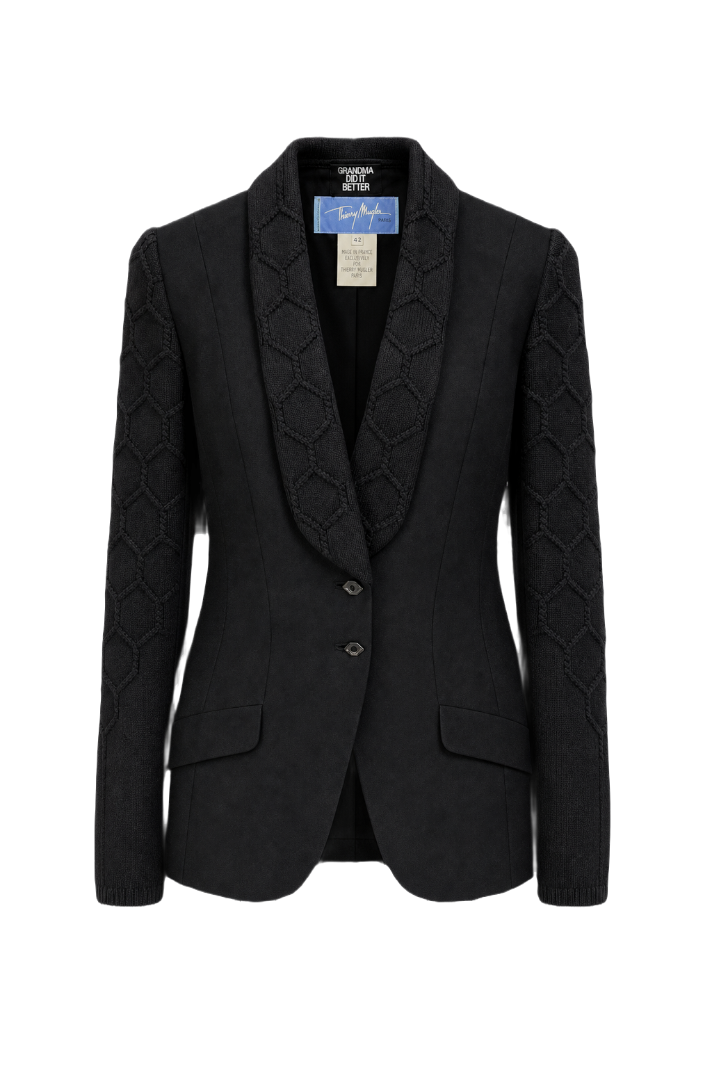 1950s Black Wool Blend Blazer - Front View