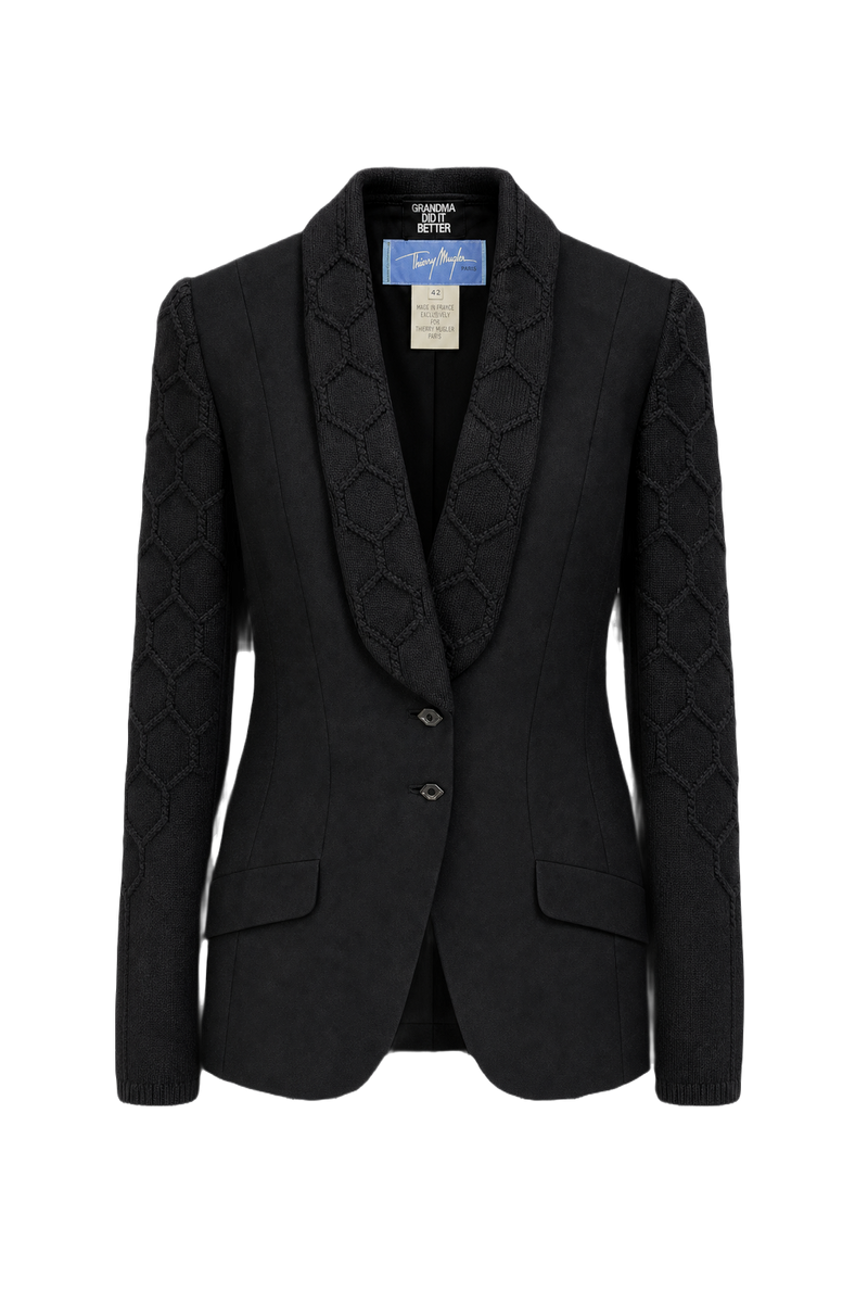 1950s Black Wool Blend Blazer - Front View