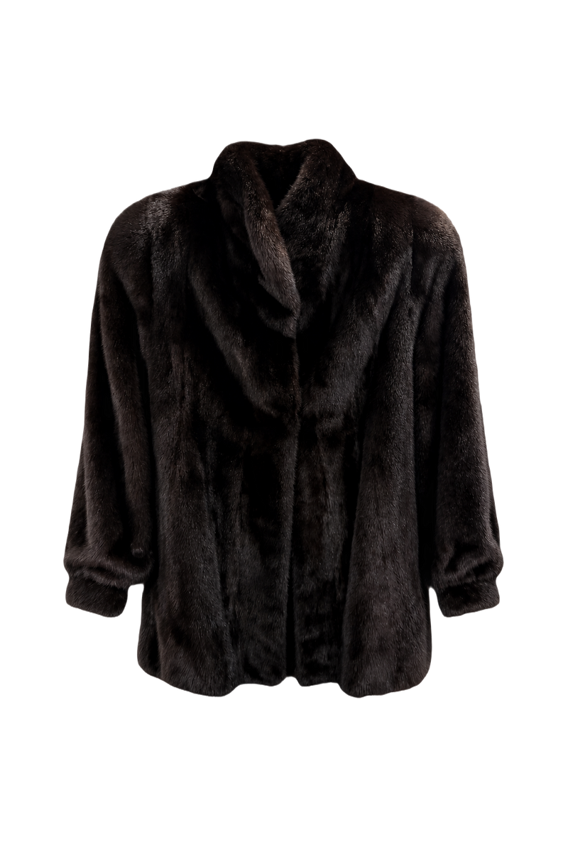 1990s Dark Mink Brown Mink Fur Coat - Front View