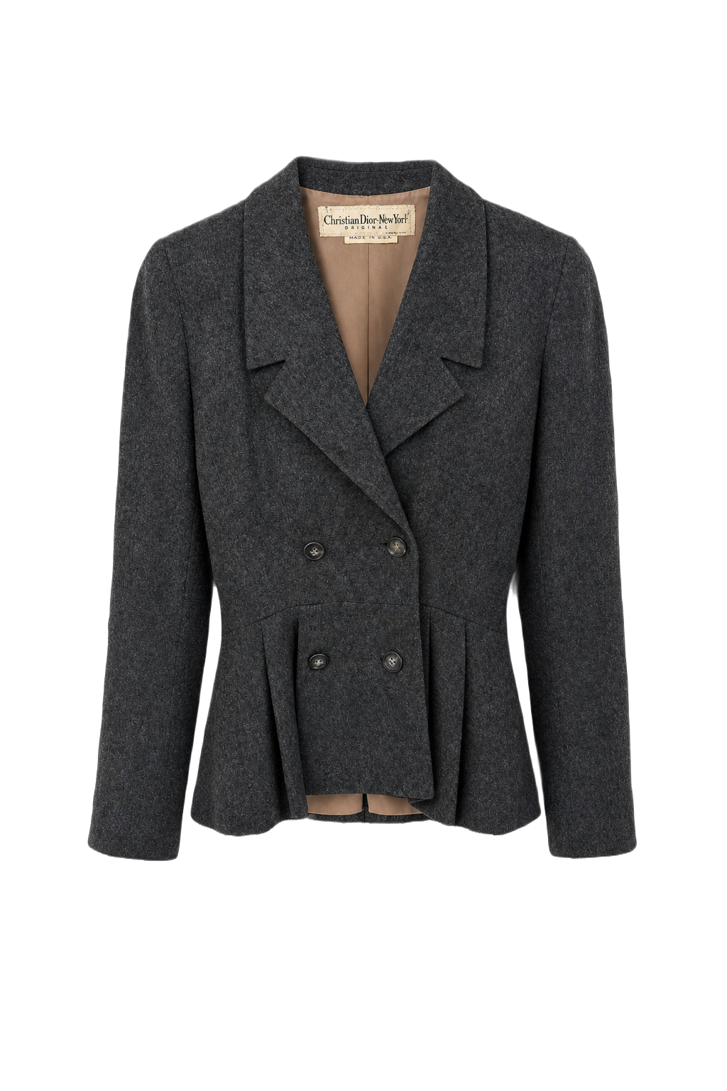 1950s Charcoal Grey Wool Blazer - Front View