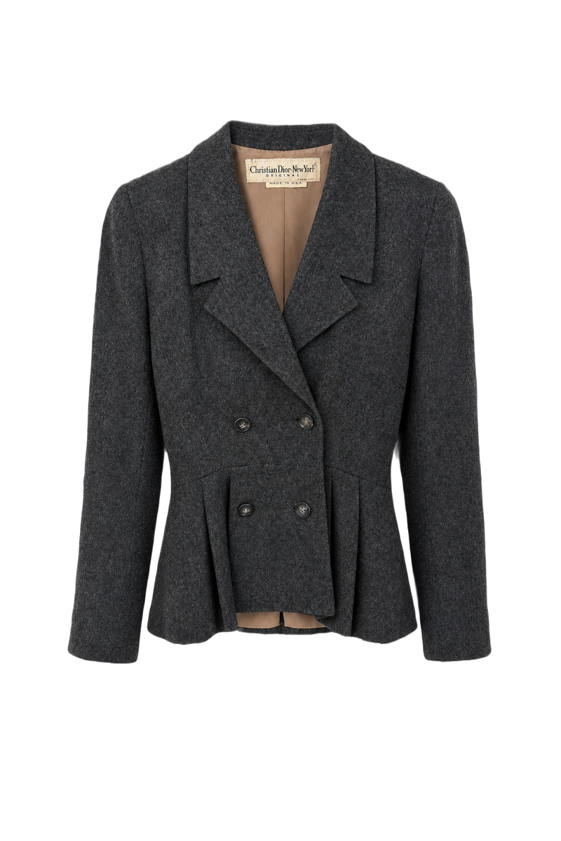 1950s Charcoal Grey Wool Blazer - Front View