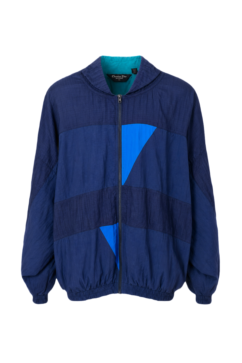 1980s Navy Blue Nylon Jacket - Front View