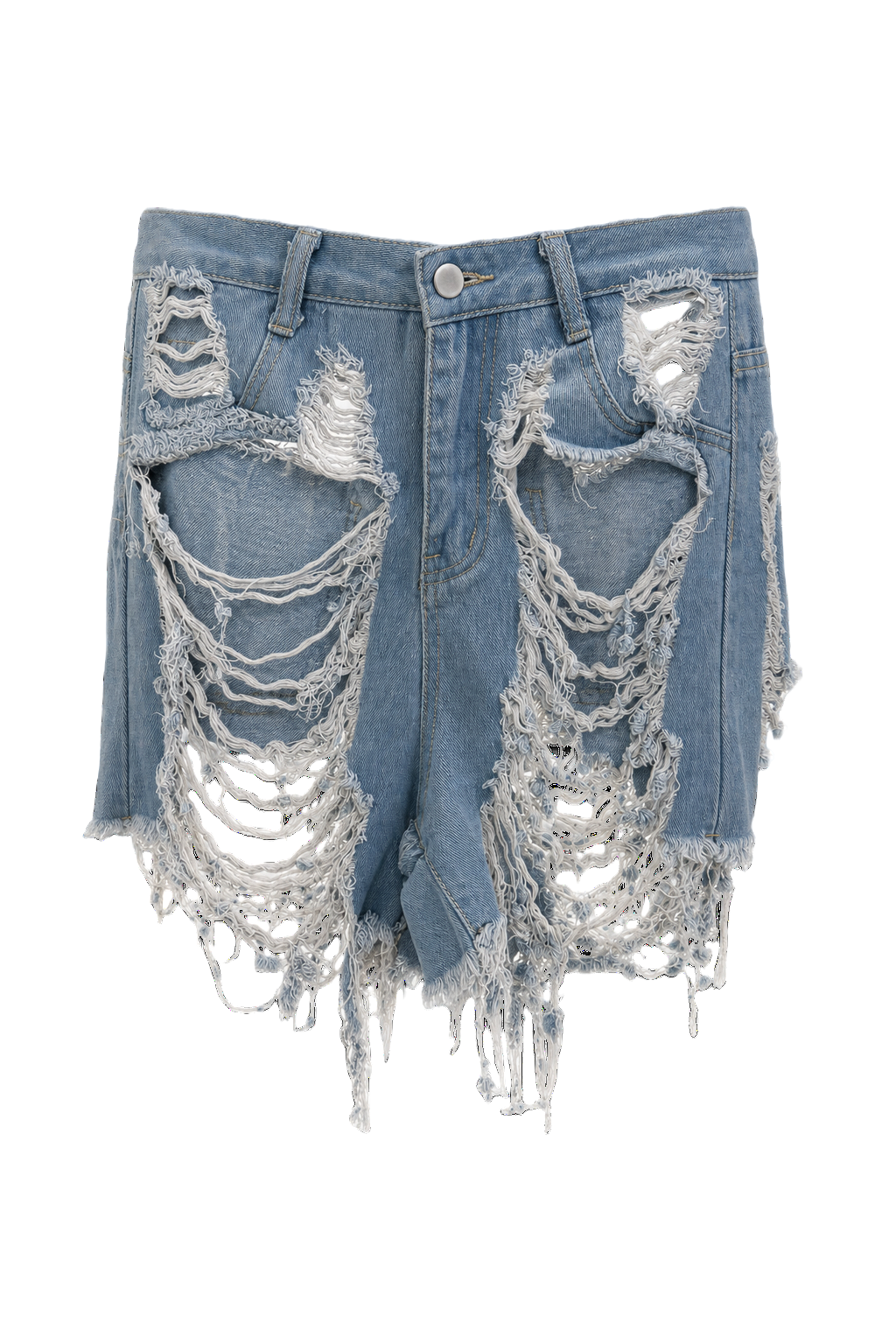 1990s Light Blue Denim Shorts - Front View