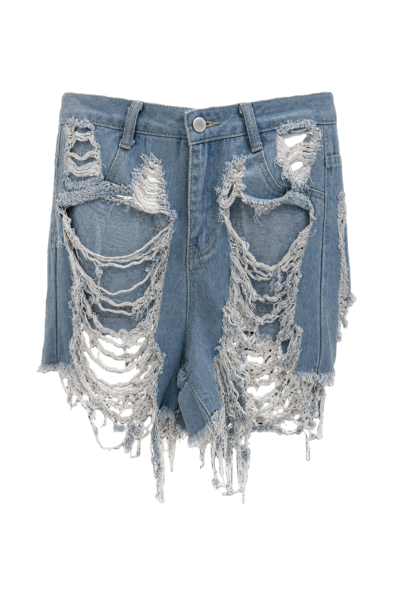 1990s Light Blue Denim Shorts - Front View