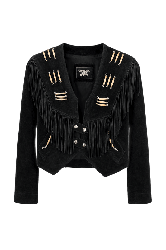 1970s Black Suede Jacket - Front View