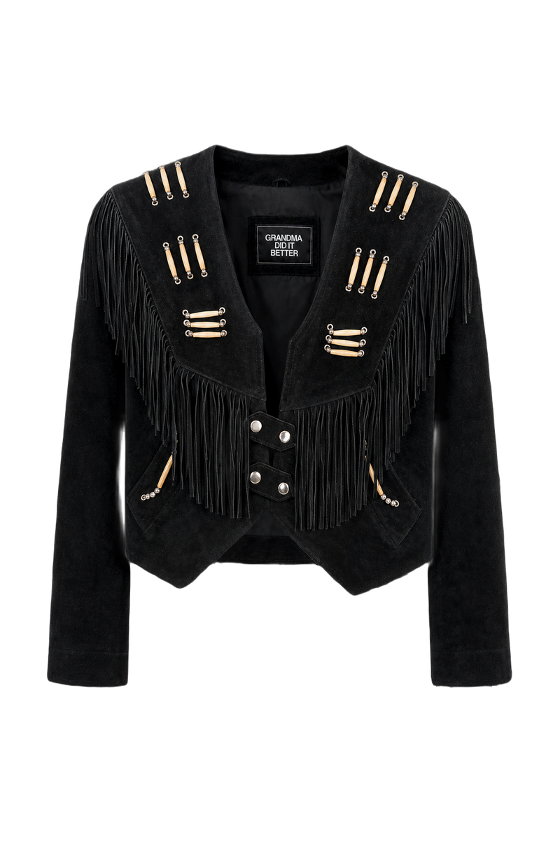 1970s Black Suede Jacket - Front View