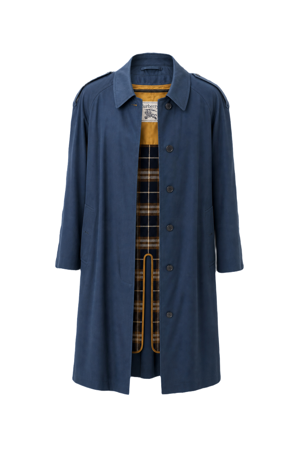 1980s Deep Navy Blue Cotton Coat - Front View