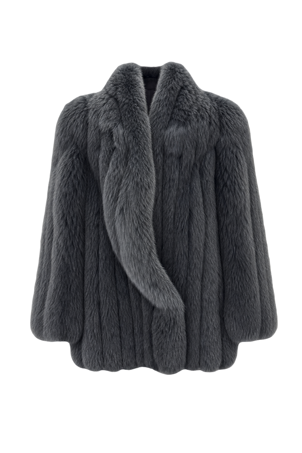 1990s Gray Fur Coat - Front View