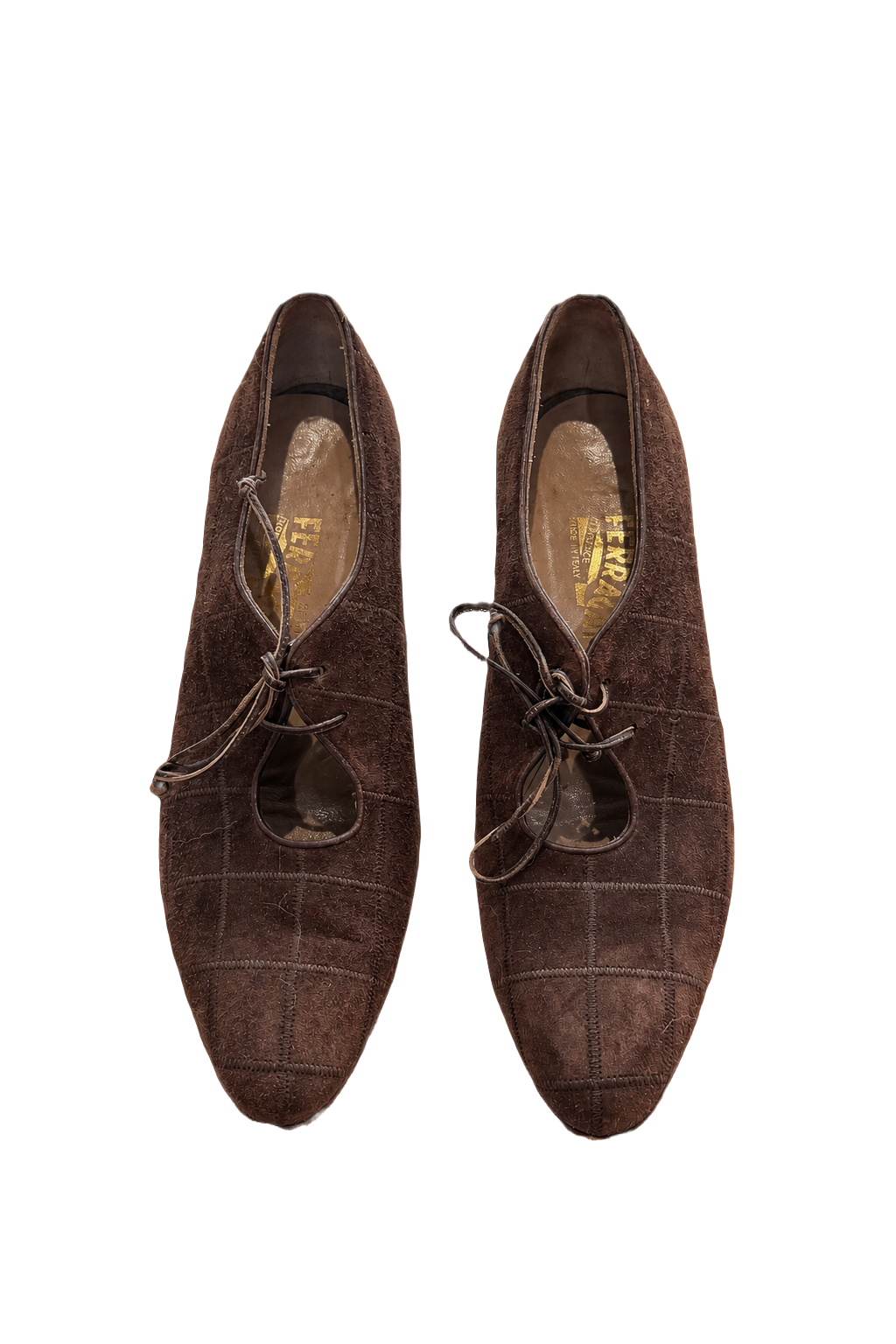 1970s Brown Suede Shoes - Front View