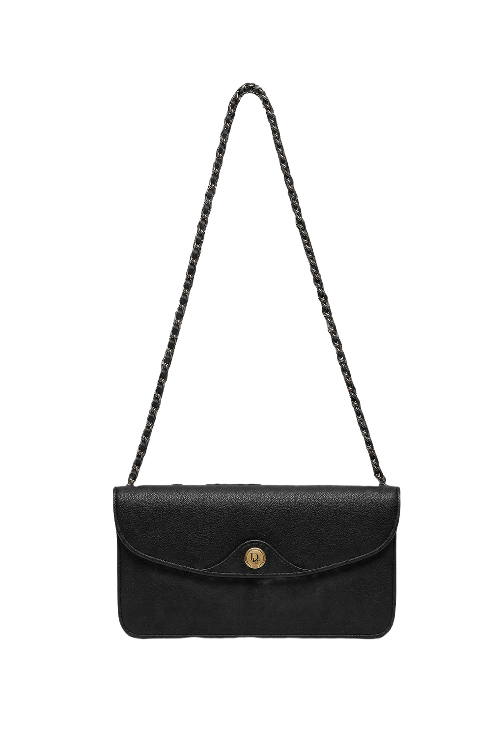1980s Black Leather Bag - Front View