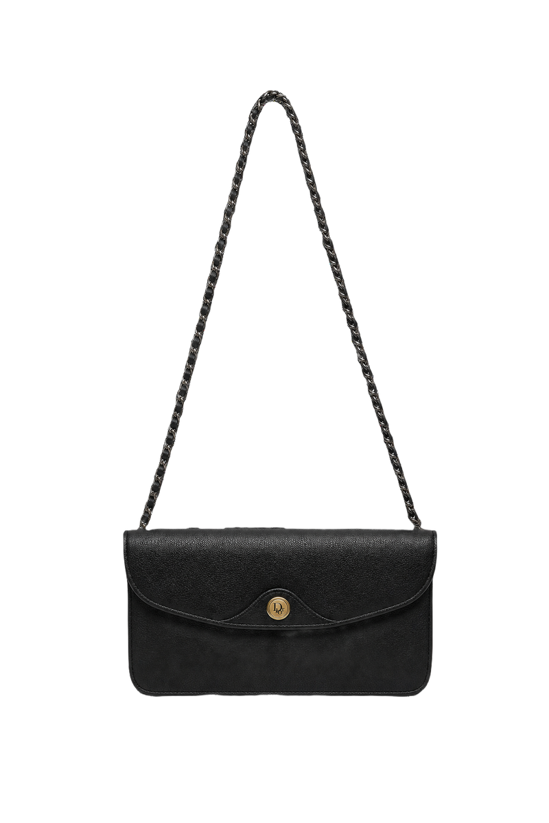 1980s Black Leather Bag - Front View